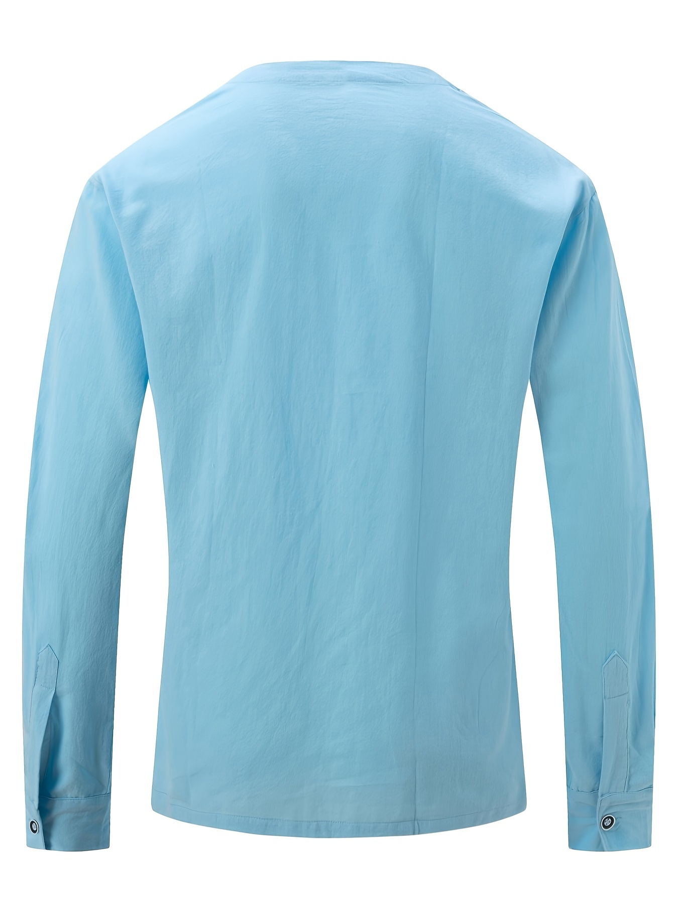 casual solid mens cotton linen v neck long sleeve shirt with button spring fall details 6